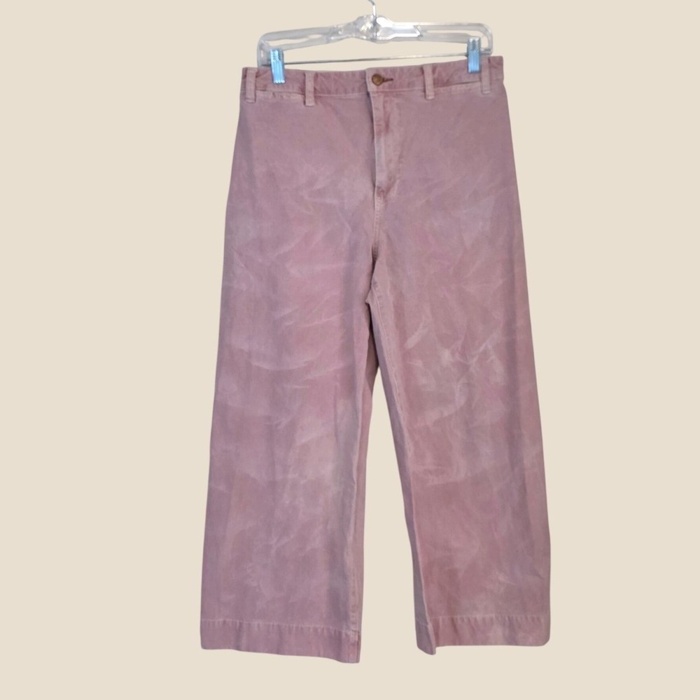 Pilcro Womens Wide Barrel Leg Jeans Size 30 Pink High Rise Faded Acid Wash Pants
